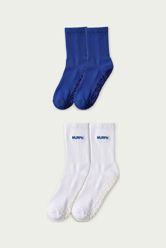 Murph Club Royal Duo - Royal Blue and Royal Logo grip socks pack